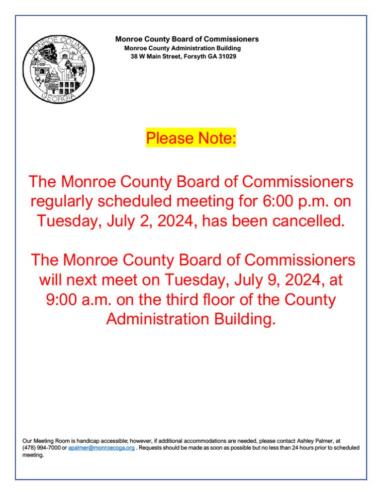 Next Monroe County Board of Commissioners’ Meeting Re-scheduled to 9 a ...